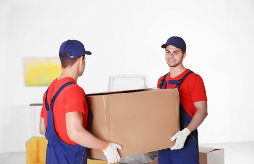 Moving van and boxes for a removals service in Enfield