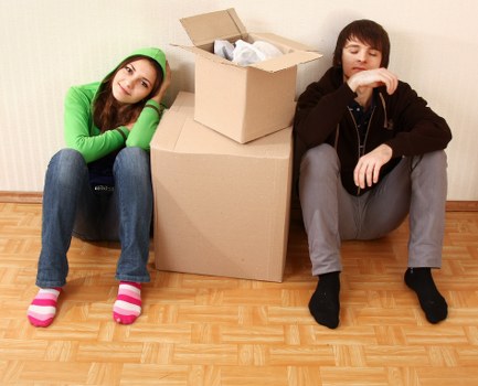 Furniture being loaded into a removal van