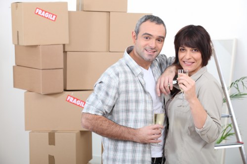 Professional movers transporting household items